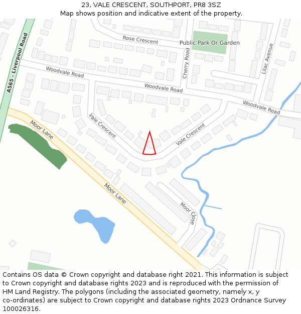 23, VALE CRESCENT, SOUTHPORT, PR8 3SZ: Location map and indicative extent of plot