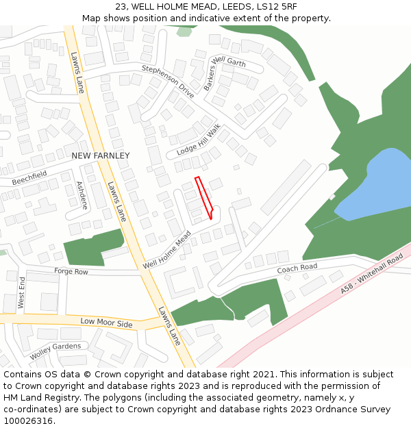 23, WELL HOLME MEAD, LEEDS, LS12 5RF: Location map and indicative extent of plot