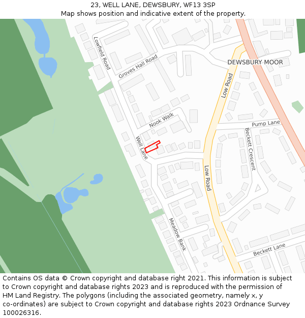 23, WELL LANE, DEWSBURY, WF13 3SP: Location map and indicative extent of plot