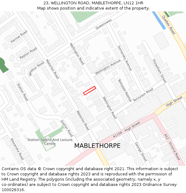 23, WELLINGTON ROAD, MABLETHORPE, LN12 1HR: Location map and indicative extent of plot