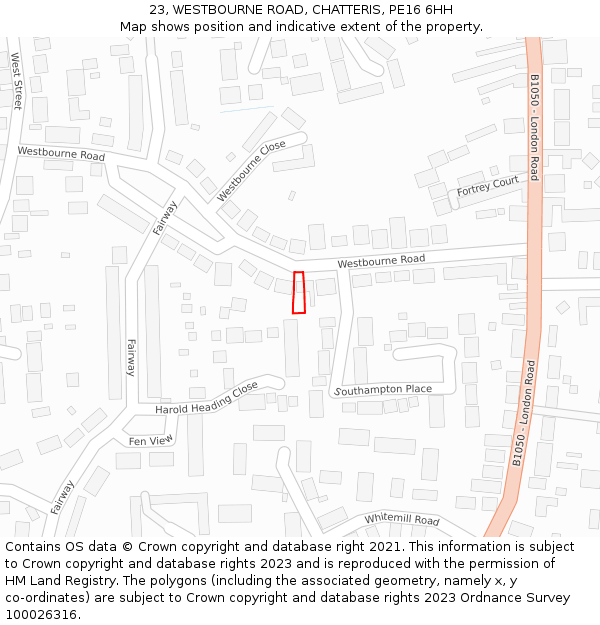 23, WESTBOURNE ROAD, CHATTERIS, PE16 6HH: Location map and indicative extent of plot