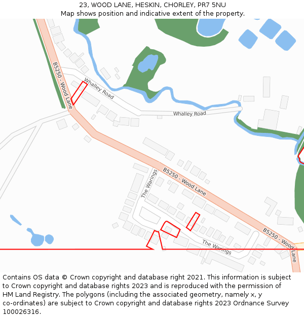 23, WOOD LANE, HESKIN, CHORLEY, PR7 5NU: Location map and indicative extent of plot