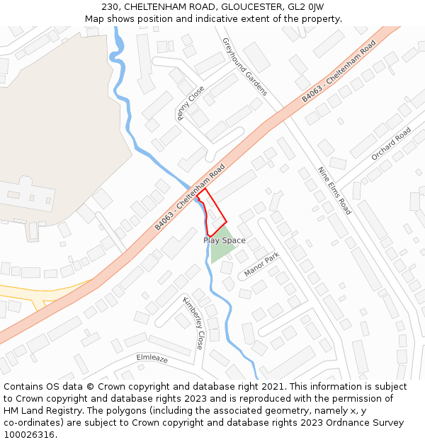 230, CHELTENHAM ROAD, GLOUCESTER, GL2 0JW: Location map and indicative extent of plot