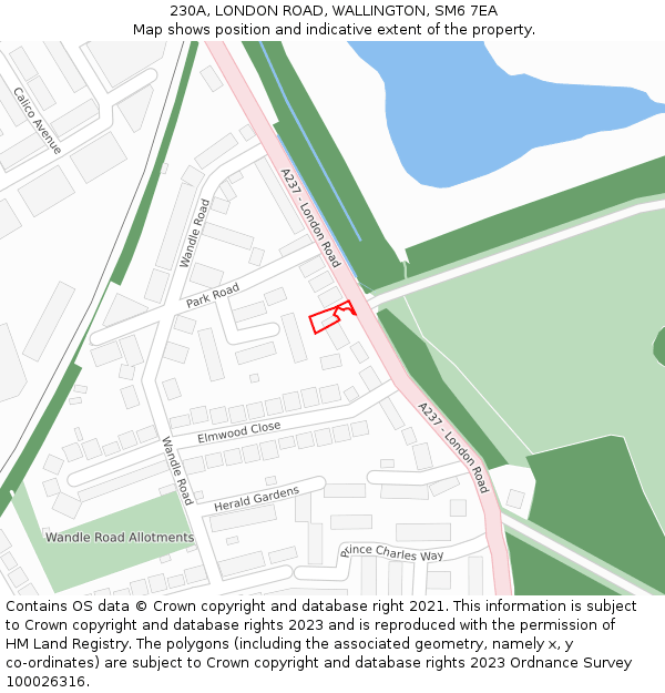 230A, LONDON ROAD, WALLINGTON, SM6 7EA: Location map and indicative extent of plot