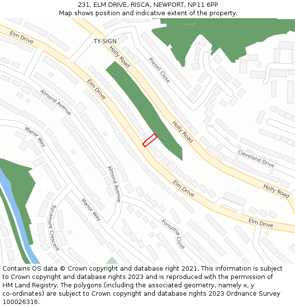 231, ELM DRIVE, RISCA, NEWPORT, NP11 6PP: Location map and indicative extent of plot