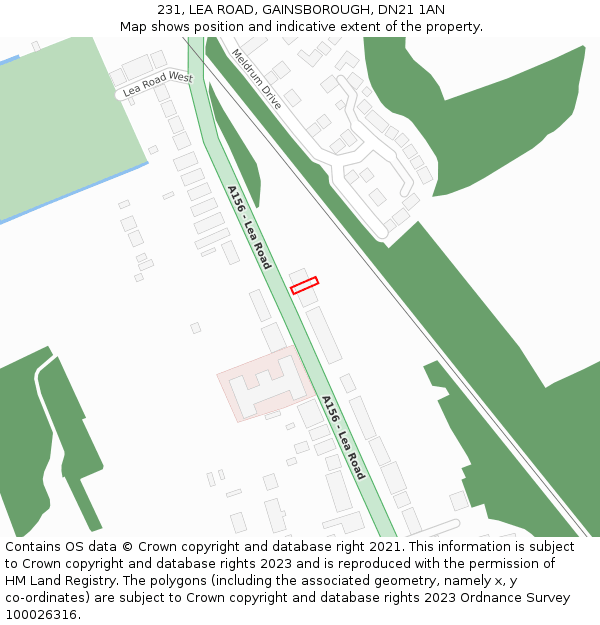 231, LEA ROAD, GAINSBOROUGH, DN21 1AN: Location map and indicative extent of plot