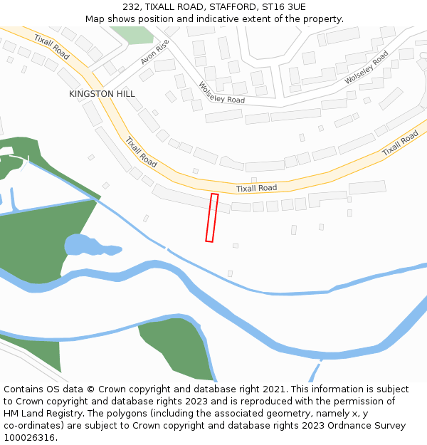 232, TIXALL ROAD, STAFFORD, ST16 3UE: Location map and indicative extent of plot