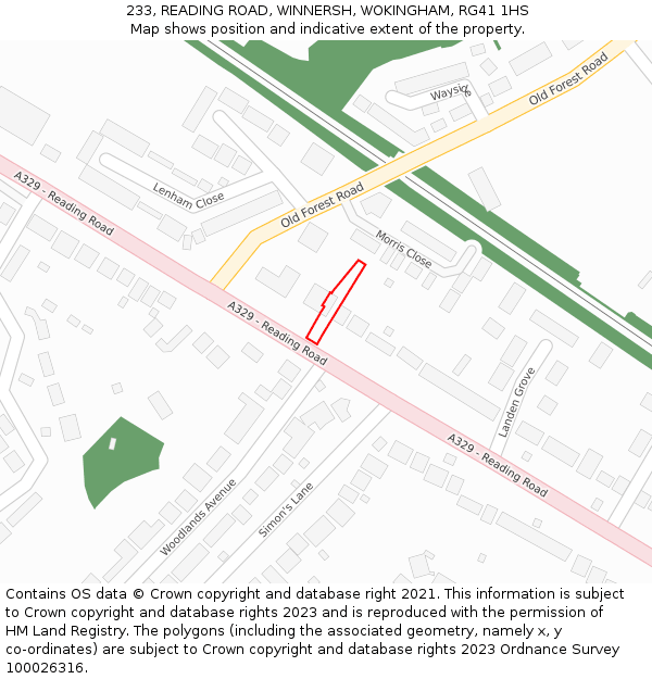 233, READING ROAD, WINNERSH, WOKINGHAM, RG41 1HS: Location map and indicative extent of plot