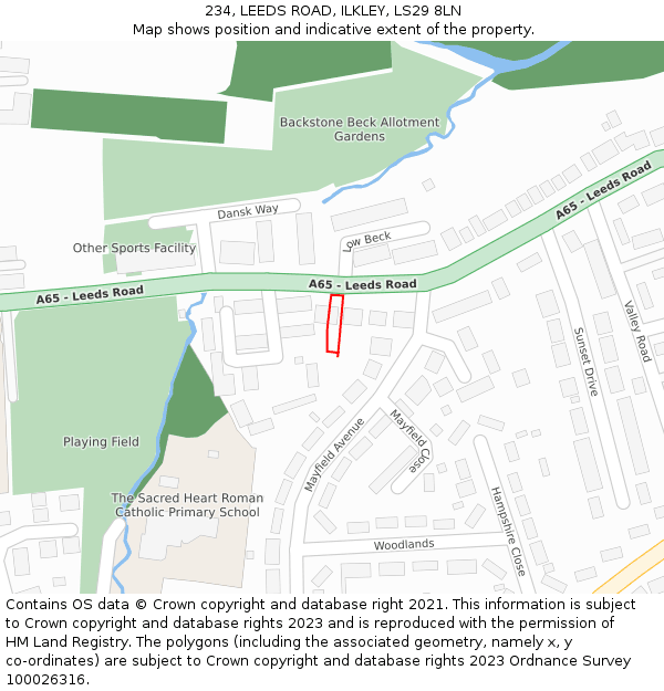 234, LEEDS ROAD, ILKLEY, LS29 8LN: Location map and indicative extent of plot