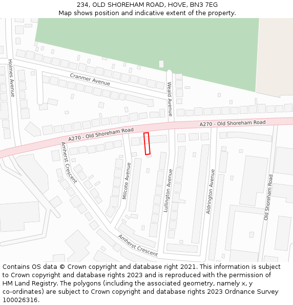 234, OLD SHOREHAM ROAD, HOVE, BN3 7EG: Location map and indicative extent of plot