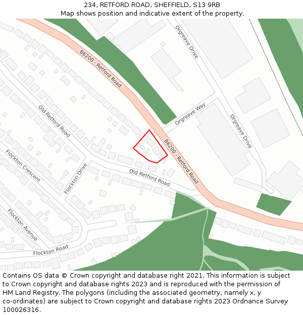 234, RETFORD ROAD, SHEFFIELD, S13 9RB: Location map and indicative extent of plot