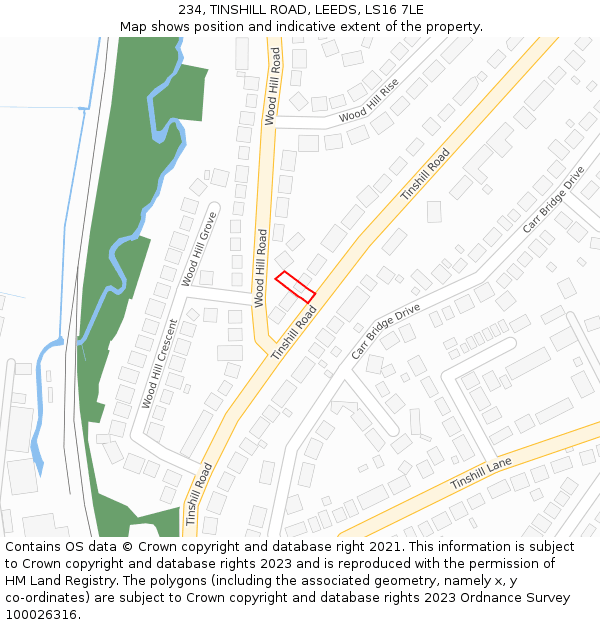 234, TINSHILL ROAD, LEEDS, LS16 7LE: Location map and indicative extent of plot