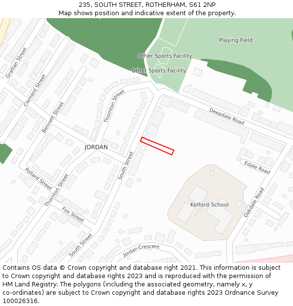 235, SOUTH STREET, ROTHERHAM, S61 2NP: Location map and indicative extent of plot