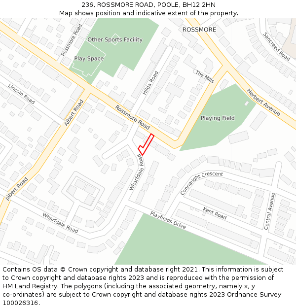 236, ROSSMORE ROAD, POOLE, BH12 2HN: Location map and indicative extent of plot