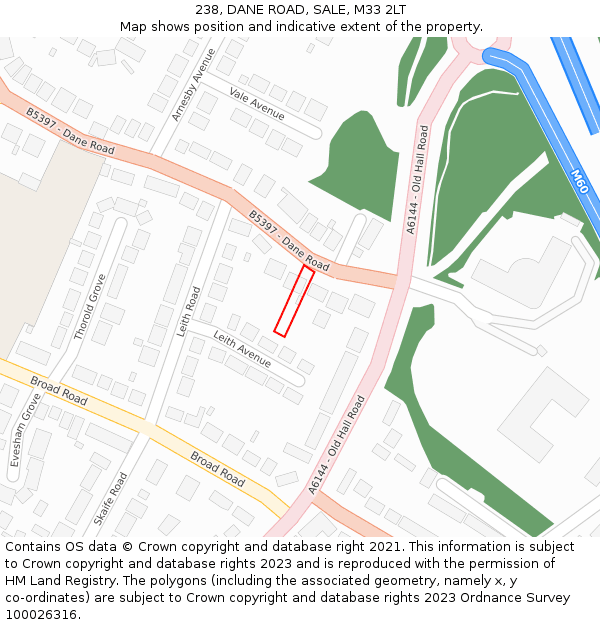 238, DANE ROAD, SALE, M33 2LT: Location map and indicative extent of plot