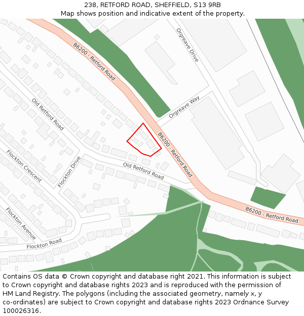 238, RETFORD ROAD, SHEFFIELD, S13 9RB: Location map and indicative extent of plot