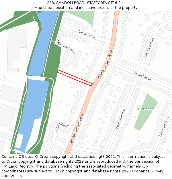 238, SANDON ROAD, STAFFORD, ST16 3HL: Location map and indicative extent of plot