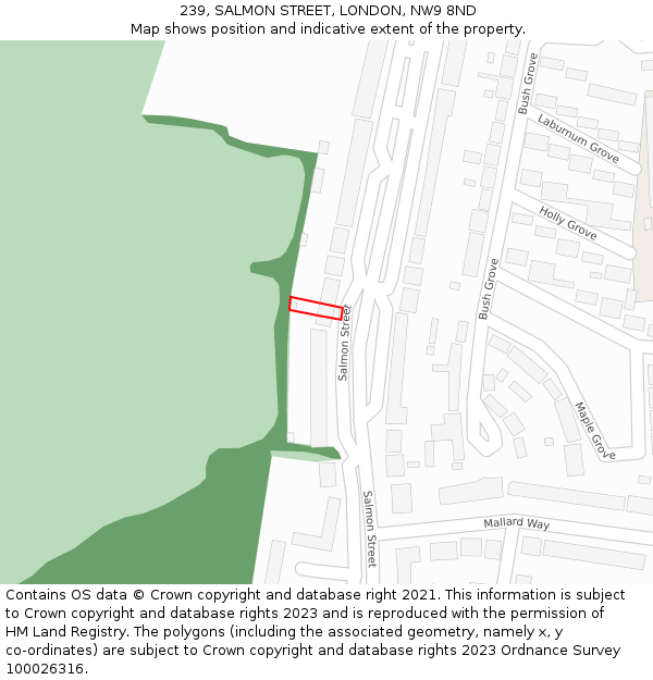 239, SALMON STREET, LONDON, NW9 8ND: Location map and indicative extent of plot