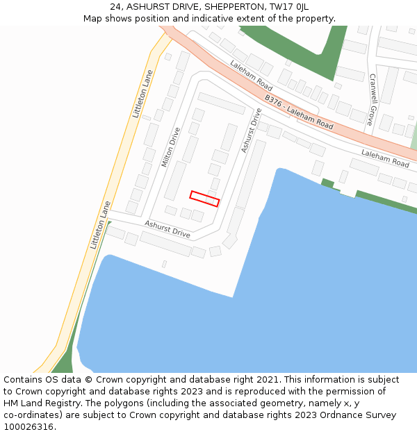 24, ASHURST DRIVE, SHEPPERTON, TW17 0JL: Location map and indicative extent of plot
