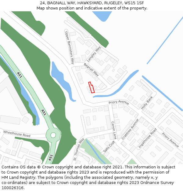 24, BAGNALL WAY, HAWKSYARD, RUGELEY, WS15 1SF: Location map and indicative extent of plot