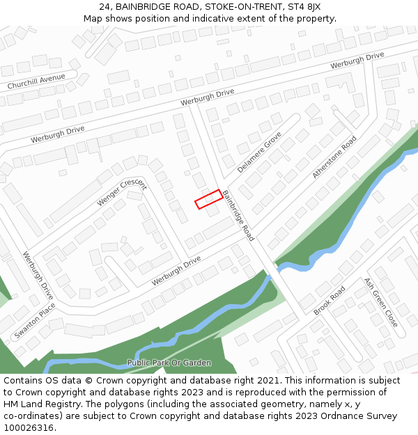 24, BAINBRIDGE ROAD, STOKE-ON-TRENT, ST4 8JX: Location map and indicative extent of plot