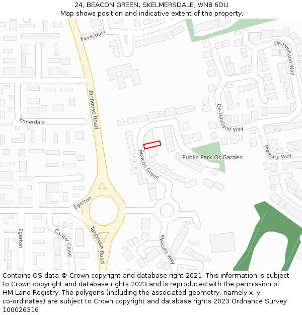24, BEACON GREEN, SKELMERSDALE, WN8 6DU: Location map and indicative extent of plot