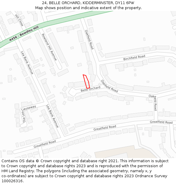 24, BELLE ORCHARD, KIDDERMINSTER, DY11 6PW: Location map and indicative extent of plot