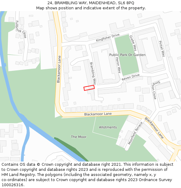 24, BRAMBLING WAY, MAIDENHEAD, SL6 8PQ: Location map and indicative extent of plot