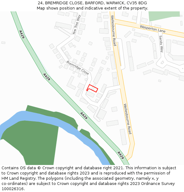 24, BREMRIDGE CLOSE, BARFORD, WARWICK, CV35 8DG: Location map and indicative extent of plot