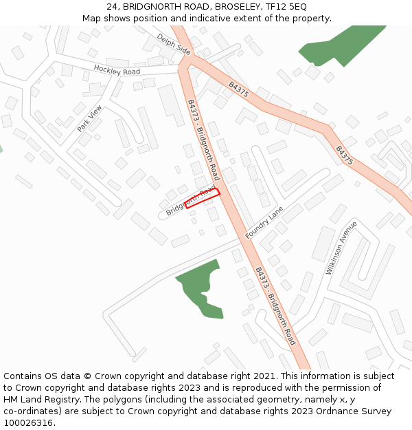 24, BRIDGNORTH ROAD, BROSELEY, TF12 5EQ: Location map and indicative extent of plot