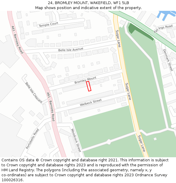 24, BROMLEY MOUNT, WAKEFIELD, WF1 5LB: Location map and indicative extent of plot