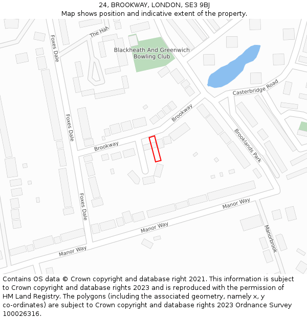 24, BROOKWAY, LONDON, SE3 9BJ: Location map and indicative extent of plot