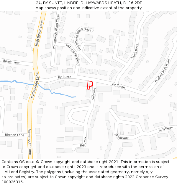 24, BY SUNTE, LINDFIELD, HAYWARDS HEATH, RH16 2DF: Location map and indicative extent of plot