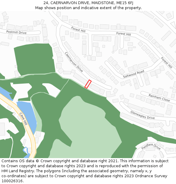 24, CAERNARVON DRIVE, MAIDSTONE, ME15 6FJ: Location map and indicative extent of plot