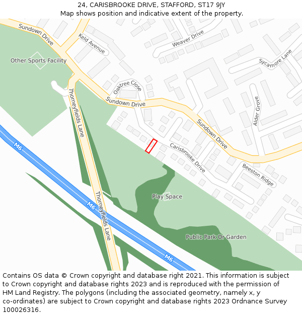 24, CARISBROOKE DRIVE, STAFFORD, ST17 9JY: Location map and indicative extent of plot