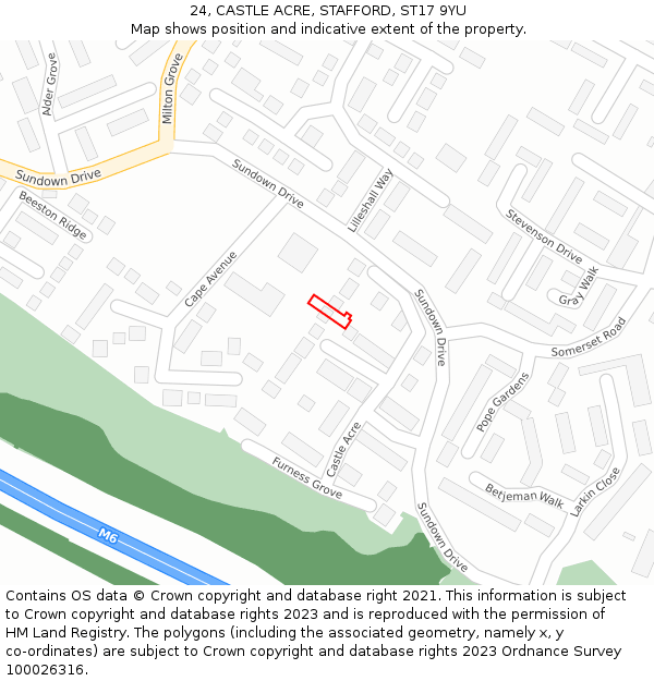 24, CASTLE ACRE, STAFFORD, ST17 9YU: Location map and indicative extent of plot