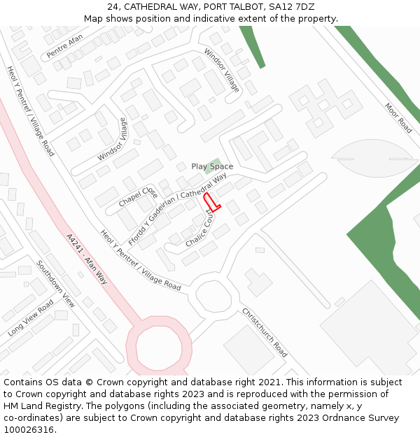 24, CATHEDRAL WAY, PORT TALBOT, SA12 7DZ: Location map and indicative extent of plot