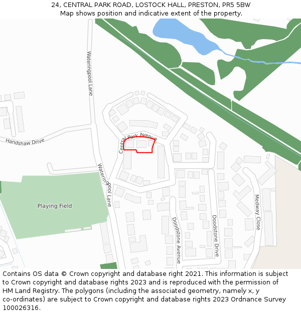 24, CENTRAL PARK ROAD, LOSTOCK HALL, PRESTON, PR5 5BW: Location map and indicative extent of plot