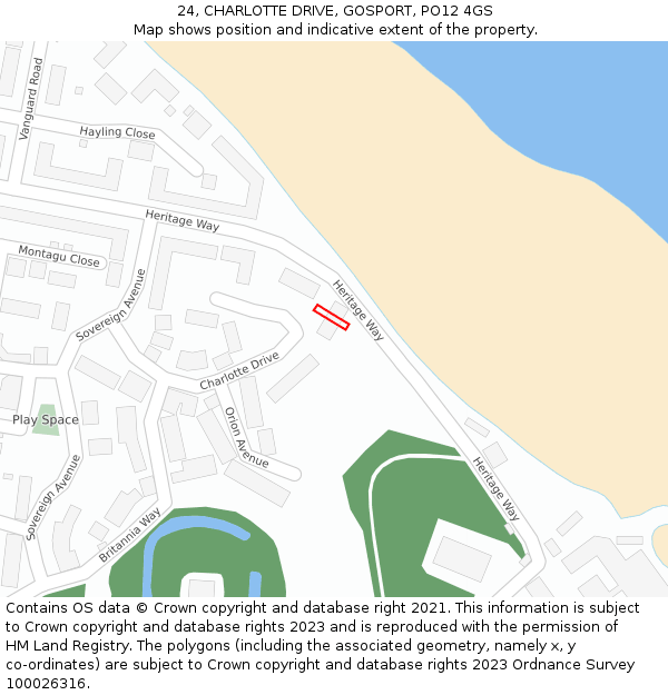 24, CHARLOTTE DRIVE, GOSPORT, PO12 4GS: Location map and indicative extent of plot