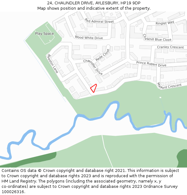 24, CHAUNDLER DRIVE, AYLESBURY, HP19 9DP: Location map and indicative extent of plot