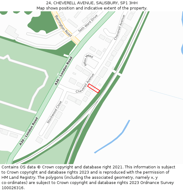 24, CHEVERELL AVENUE, SALISBURY, SP1 3HH: Location map and indicative extent of plot