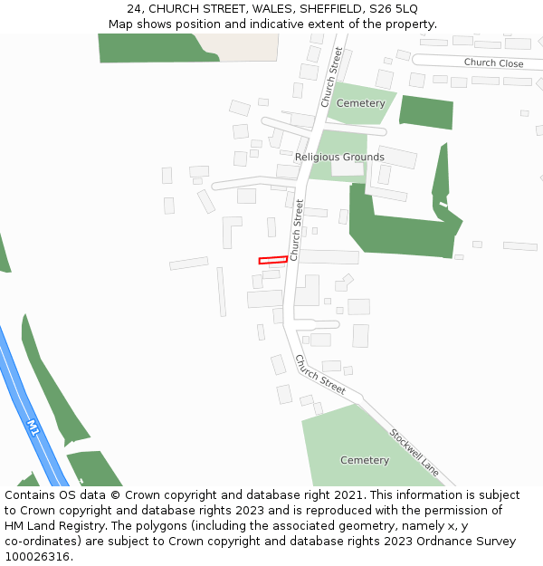 24, CHURCH STREET, WALES, SHEFFIELD, S26 5LQ: Location map and indicative extent of plot