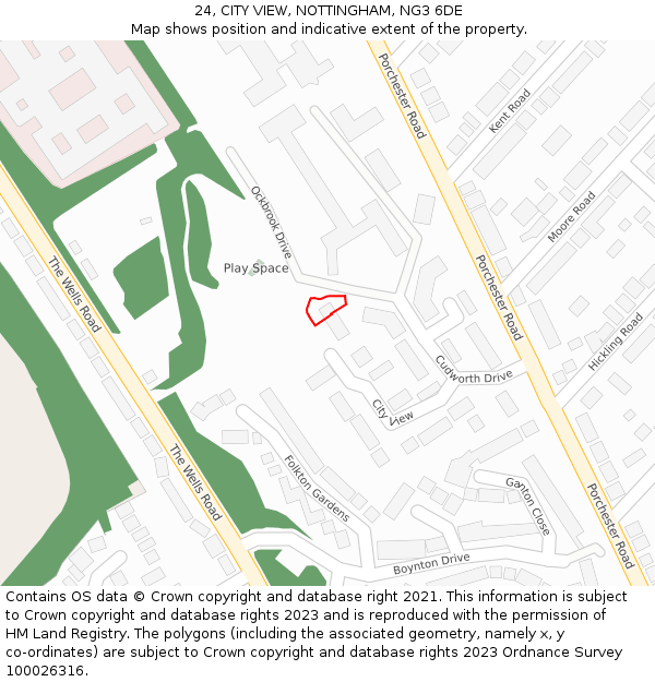 24, CITY VIEW, NOTTINGHAM, NG3 6DE: Location map and indicative extent of plot
