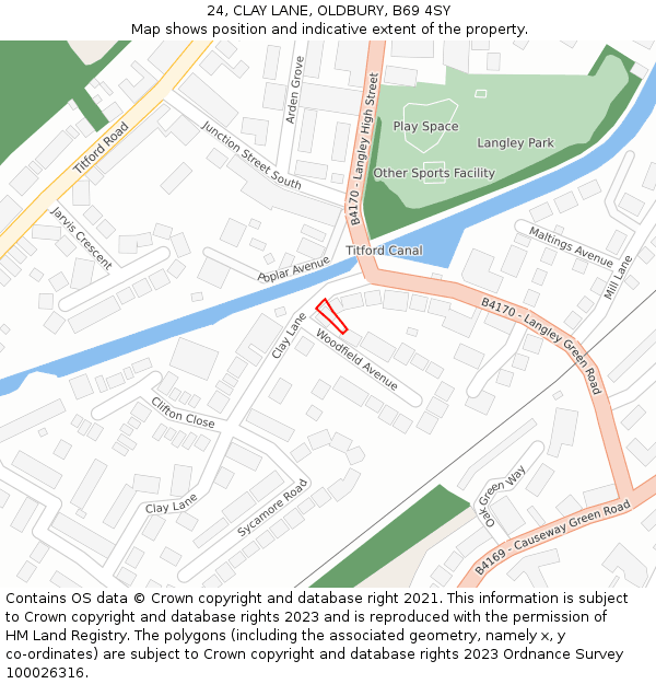 24, CLAY LANE, OLDBURY, B69 4SY: Location map and indicative extent of plot