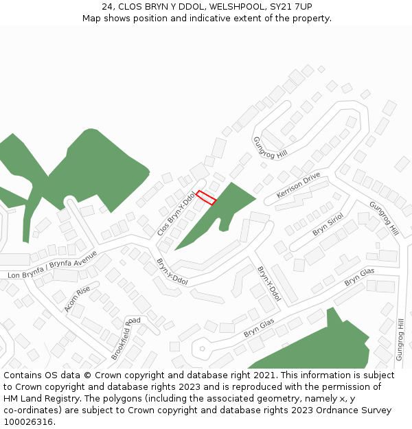 24, CLOS BRYN Y DDOL, WELSHPOOL, SY21 7UP: Location map and indicative extent of plot