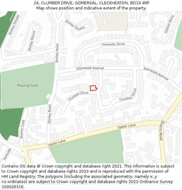 24, CLUMBER DRIVE, GOMERSAL, CLECKHEATON, BD19 4RP: Location map and indicative extent of plot