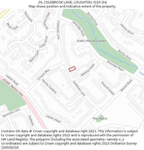 24, COLEBROOK LANE, LOUGHTON, IG10 2HJ: Location map and indicative extent of plot