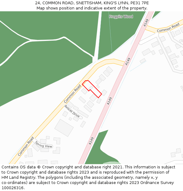 24, COMMON ROAD, SNETTISHAM, KING'S LYNN, PE31 7PE: Location map and indicative extent of plot