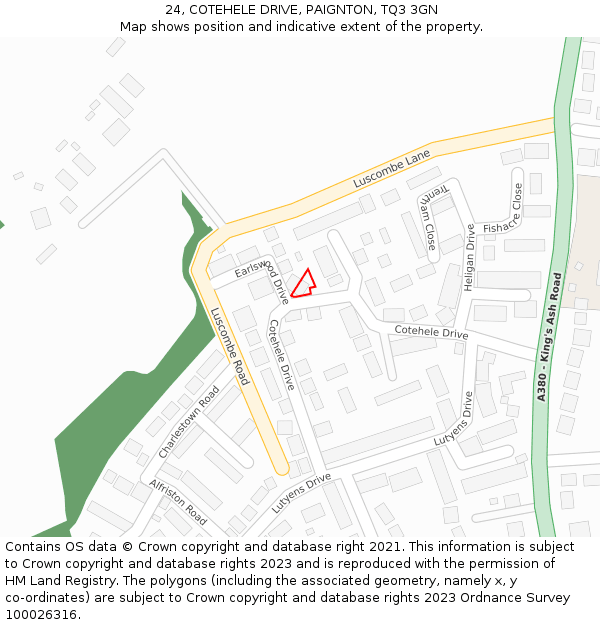 24, COTEHELE DRIVE, PAIGNTON, TQ3 3GN: Location map and indicative extent of plot