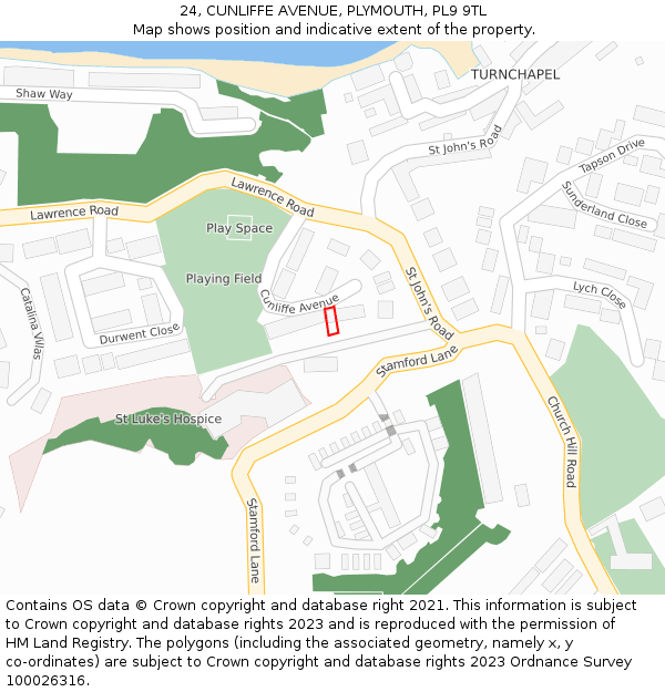 24, CUNLIFFE AVENUE, PLYMOUTH, PL9 9TL: Location map and indicative extent of plot